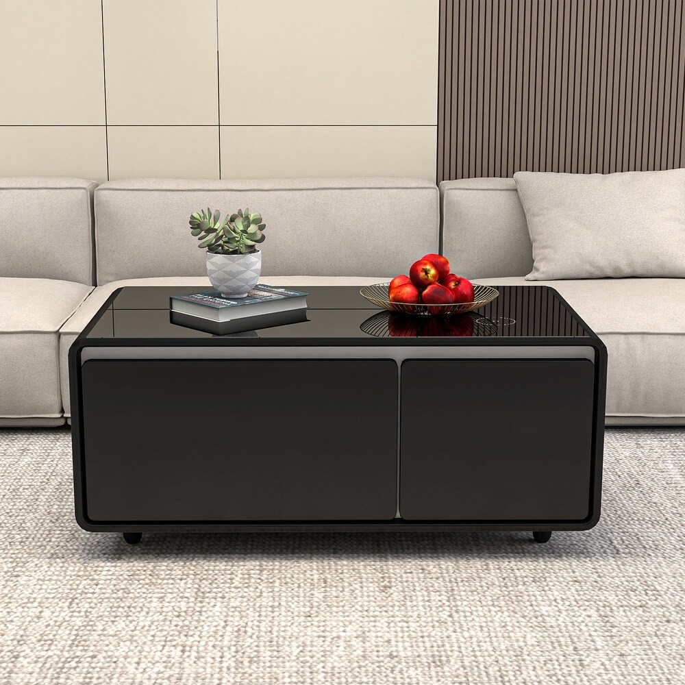 Smart Coffee Table w/ Fridge Drawer/ Charging Station/ Water Interface