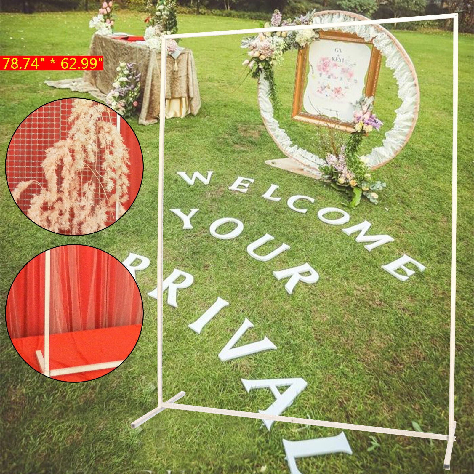 78.74" Wedding Arch Backdrop Stand Iron Frame Rack