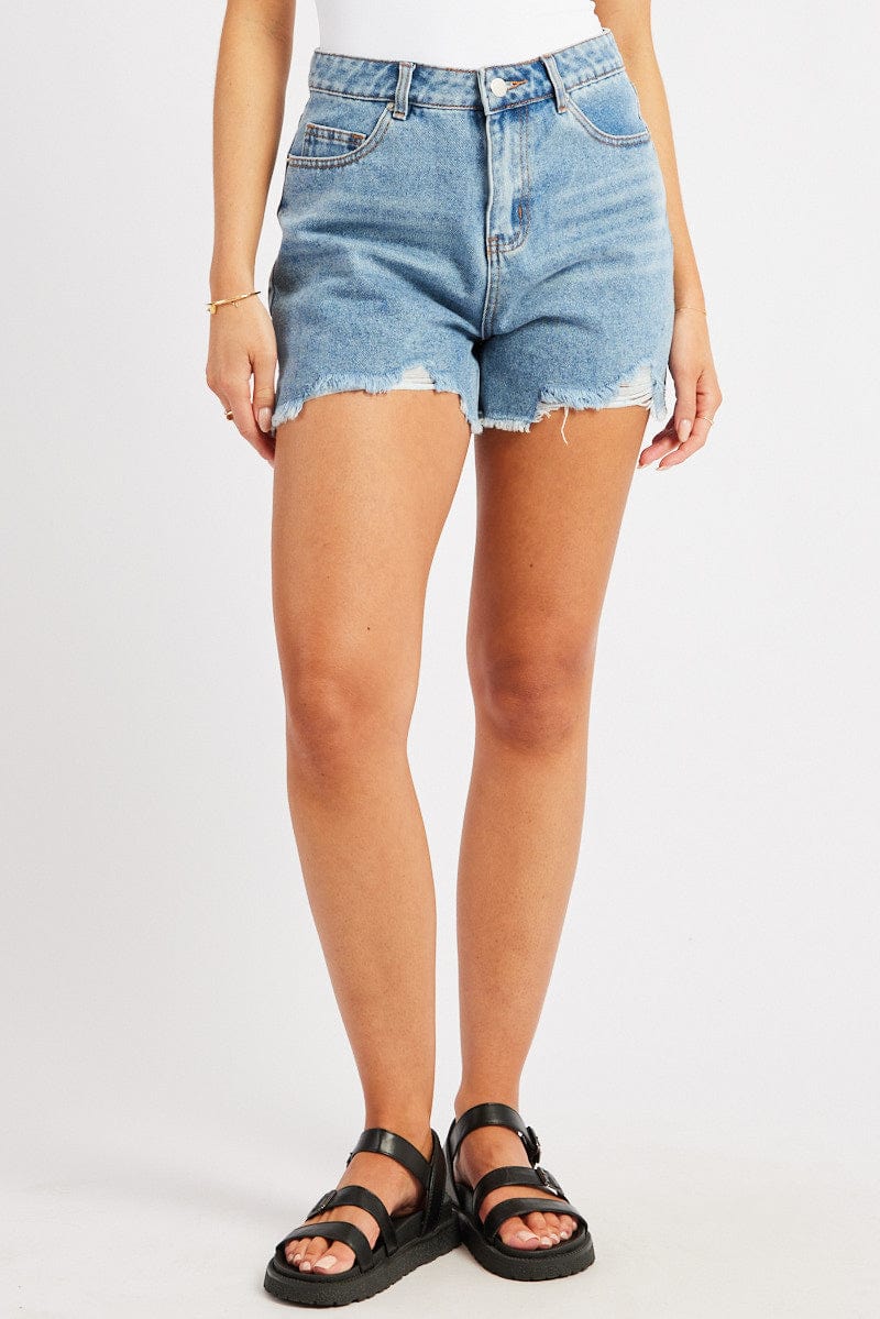 Denim Relaxed Denim Short Mid Rise