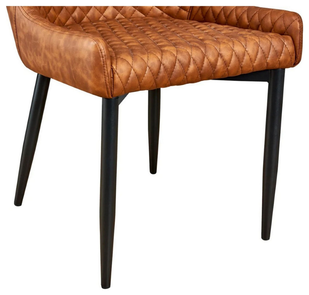 Benzara BM288171 16 quotDining Chair  Faux Leather Upholstery  Metal Legs  Brown   Midcentury   Dining Chairs   by Homesquare  Houzz