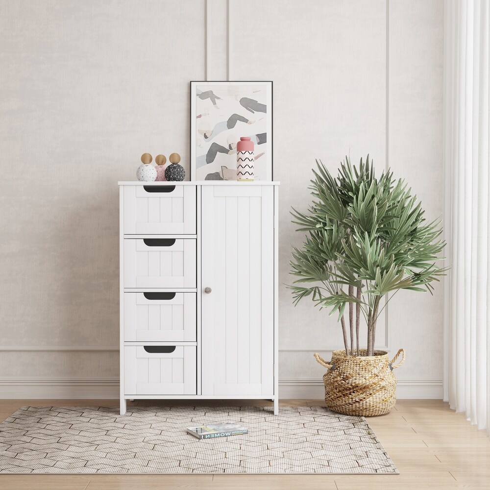 Bathroom Storage Cabinet Floor Cabinet with Adjustable Shelf  Drawers