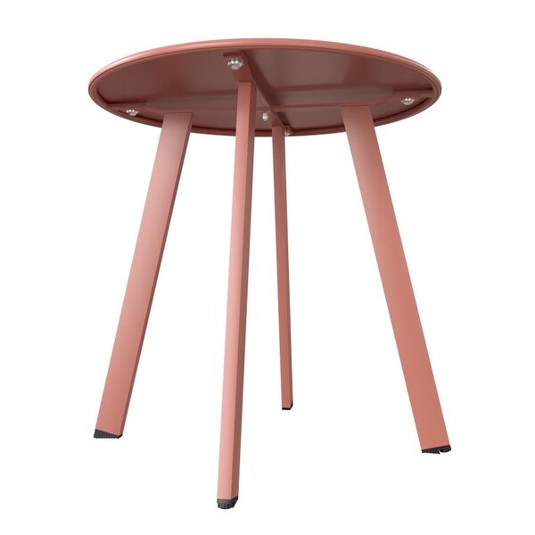 Steel Patio Side Table Weather Resistant Outdoor Round End Table