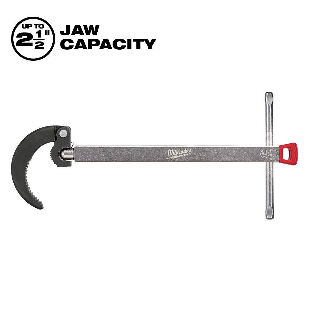 MW 10 in. Aluminum Pipe Wrench with Power Length Handle with 2.5 in. Basin Wrench (2-Piece) 48-22-7213-48-22-7002