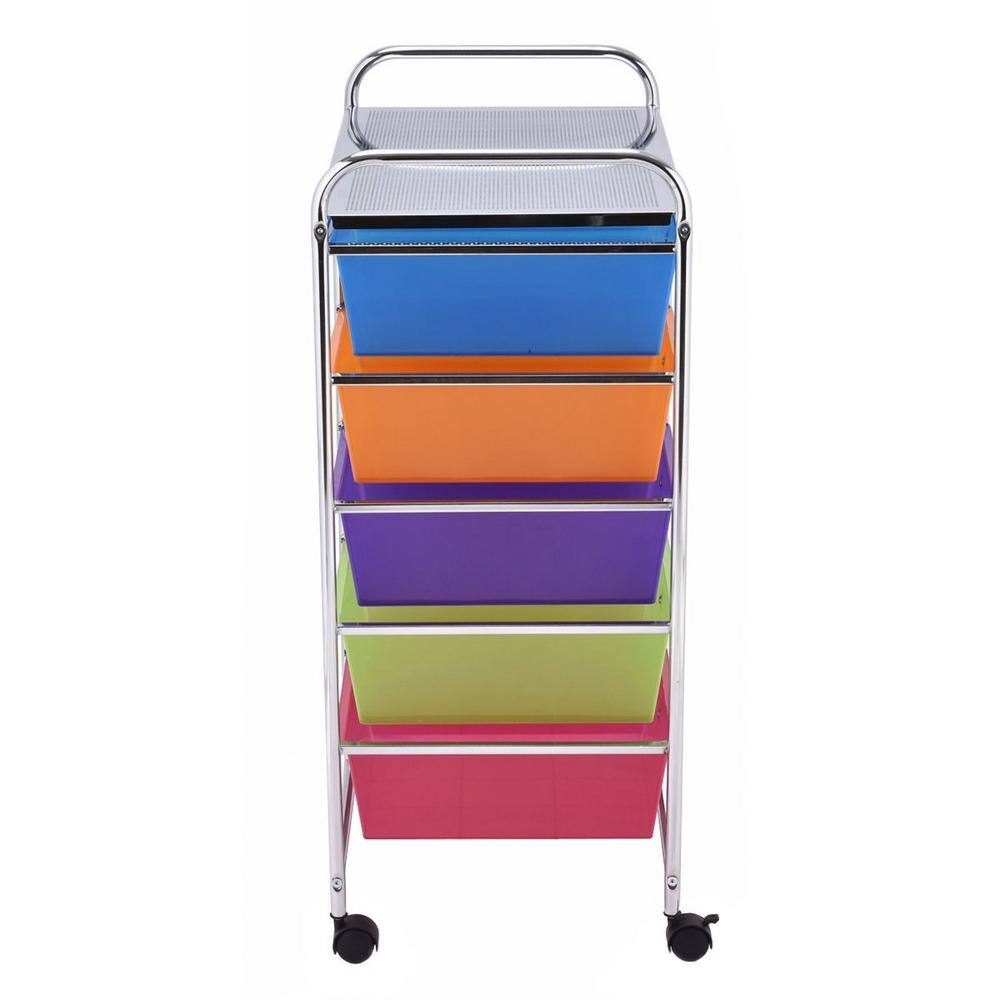 Boyel Living Multi-Colored Steel Frame 15-Drawer Utility Rolling Organizer Cart HYSN-53825RB