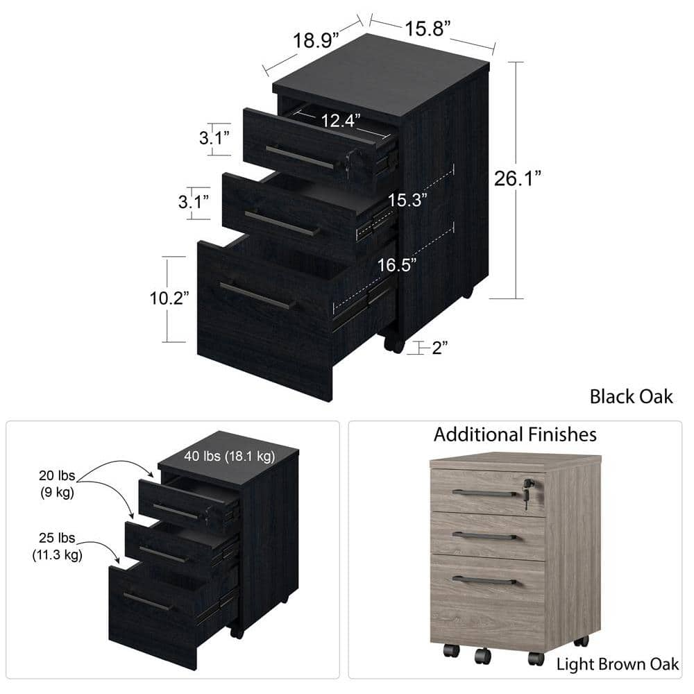 Ameriwood Home 3-Drawer Zeetah Light Brown Oak File Cabinet HD03358