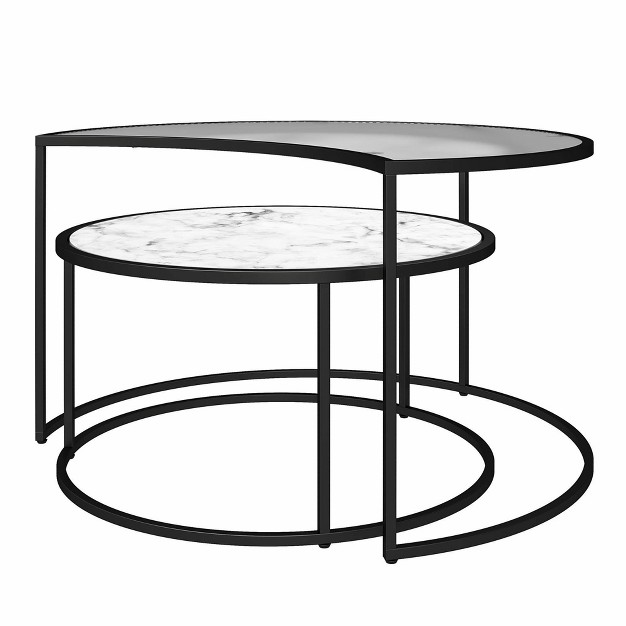 Moon Phases Nesting Coffee Tables White Marble glass Mr Kate