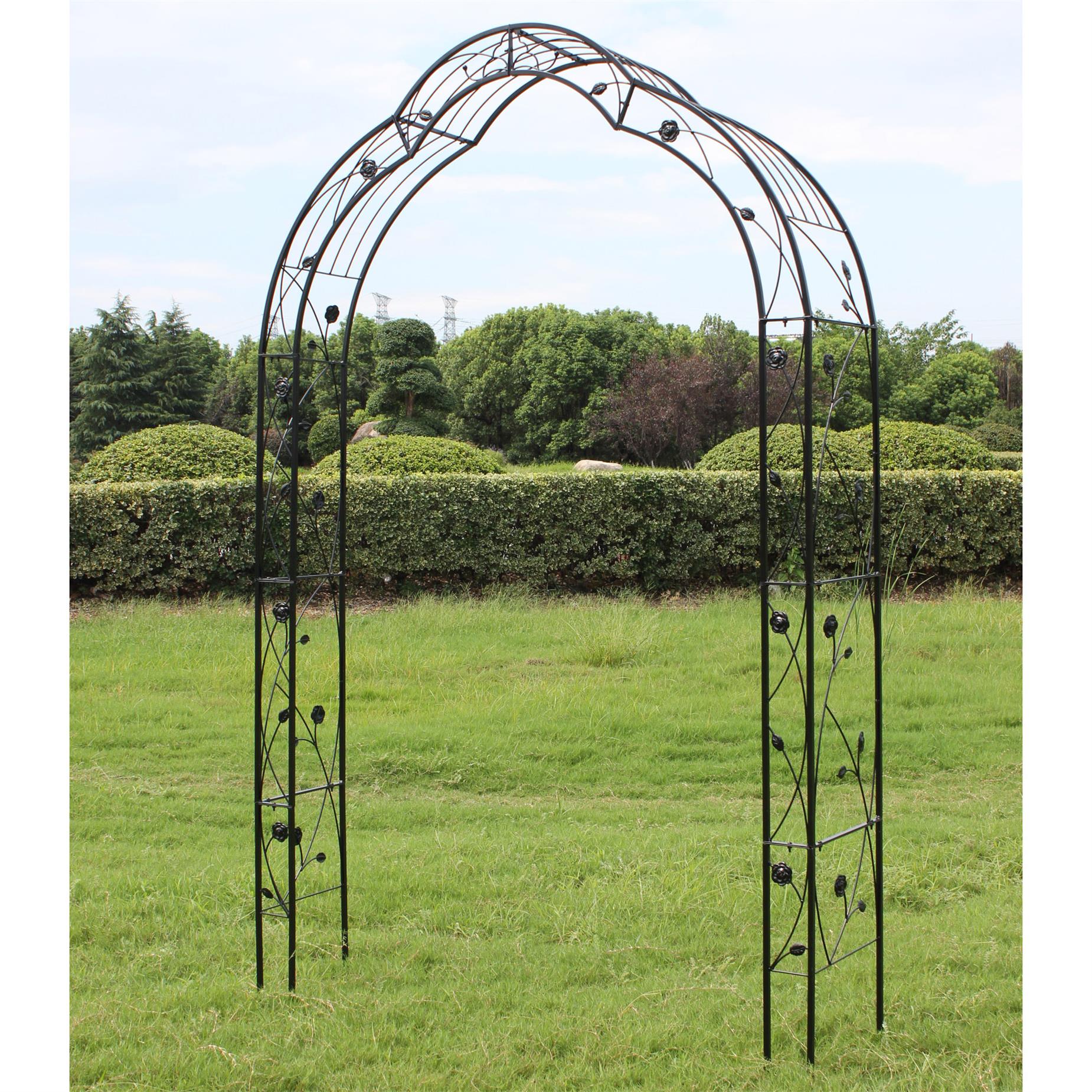 ANYHI Metal Garden Arch Assemble Freely with 8 Styles Garden Arbor Trellis Climbing Plants Support Rose Arch Outdoor Arch Wedding Arch Party Events Archway Black