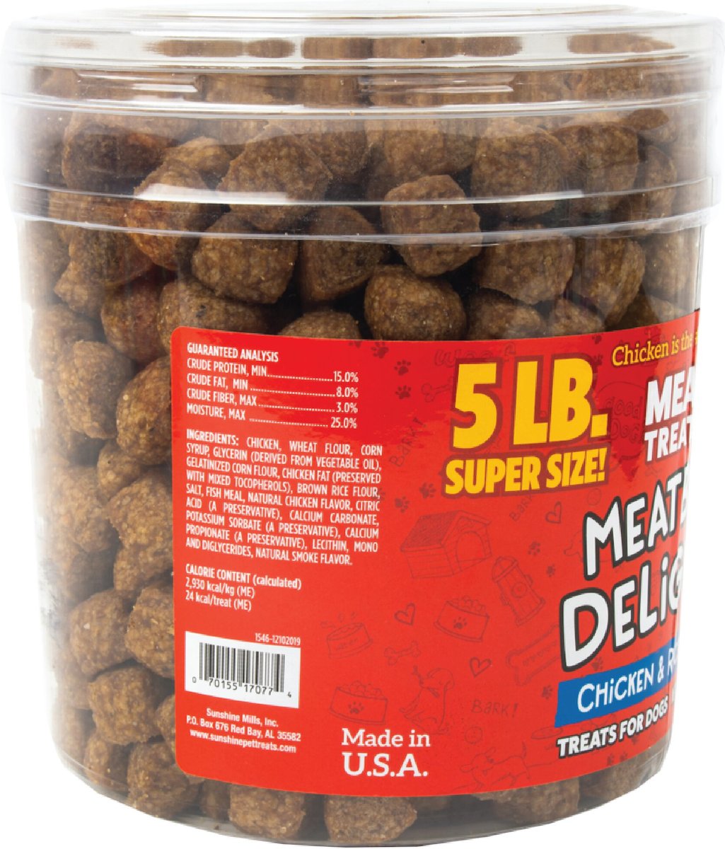 Meaty Treats Meatball Delights Chicken and Rice Recipe Soft and Chewy Dog Treats， 5-lb canister