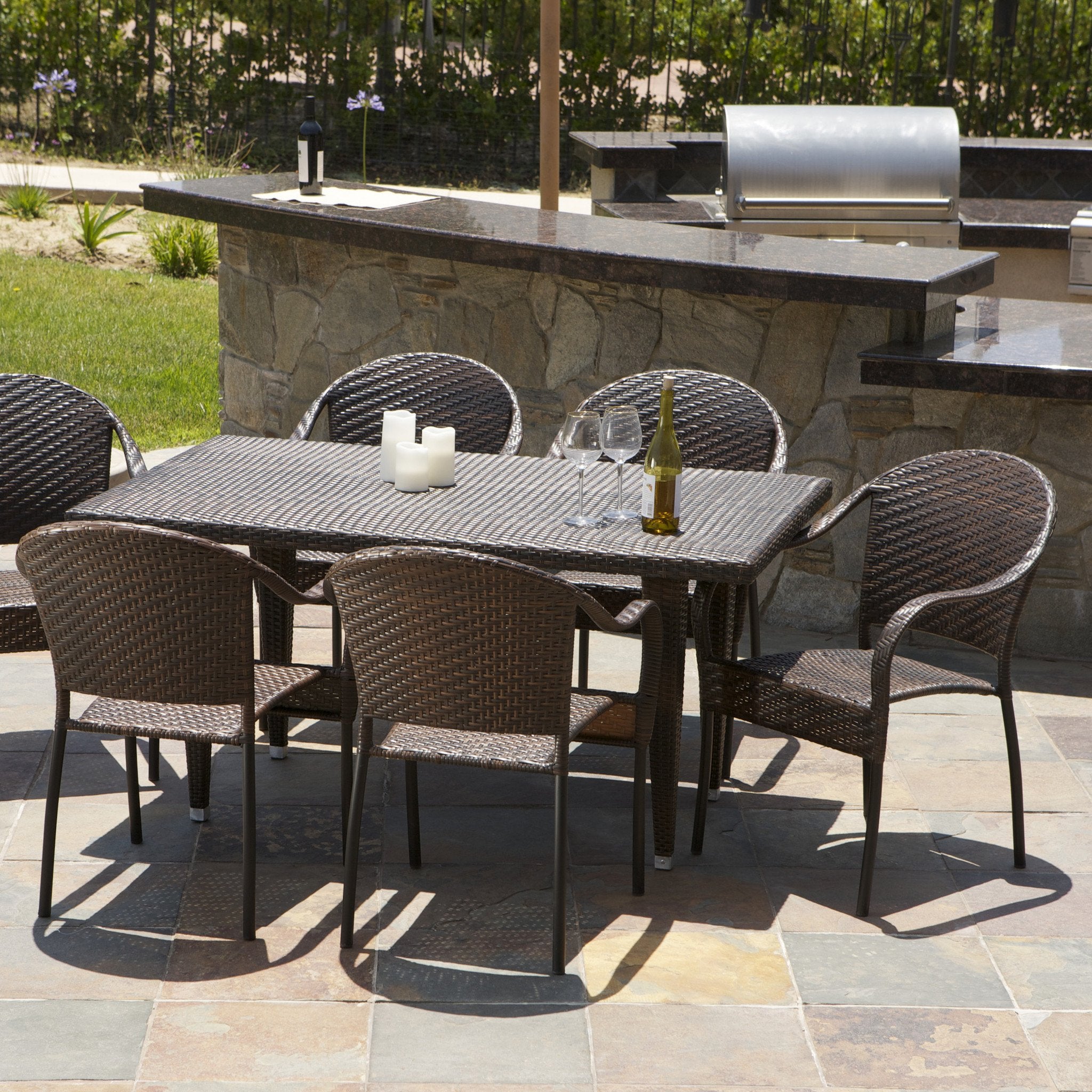 Livingston 7 Piece Wicker Outdoor Dining Set