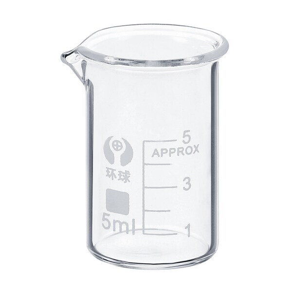 5ml Low Form Glass Beaker 3.3 Borosilicate Graduated Lab Measuring Cup - Clear