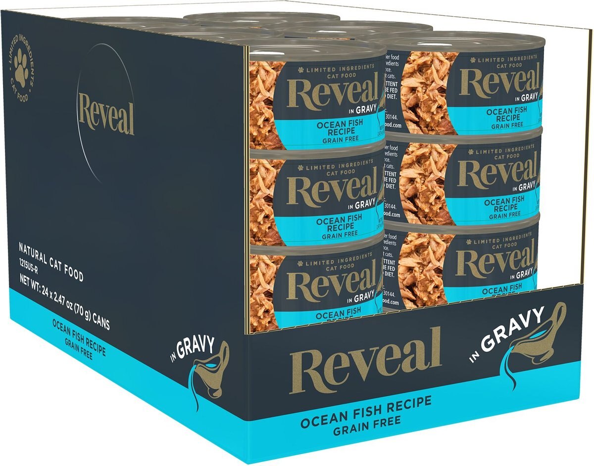 Reveal Natural Grain-Free Ocean Fish in Gravy Flavored Wet Cat Food， 2.47-oz can， case of 24