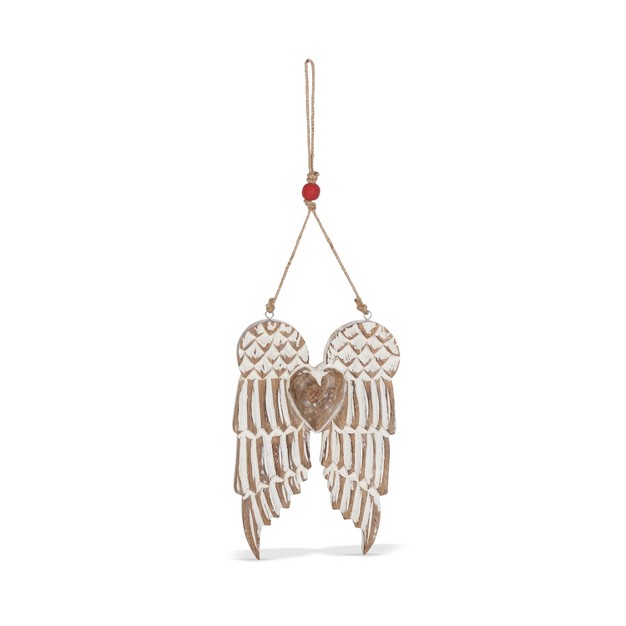 Lone Elm Studios Set Of 3 Hanging Mango Wood Angel Wings