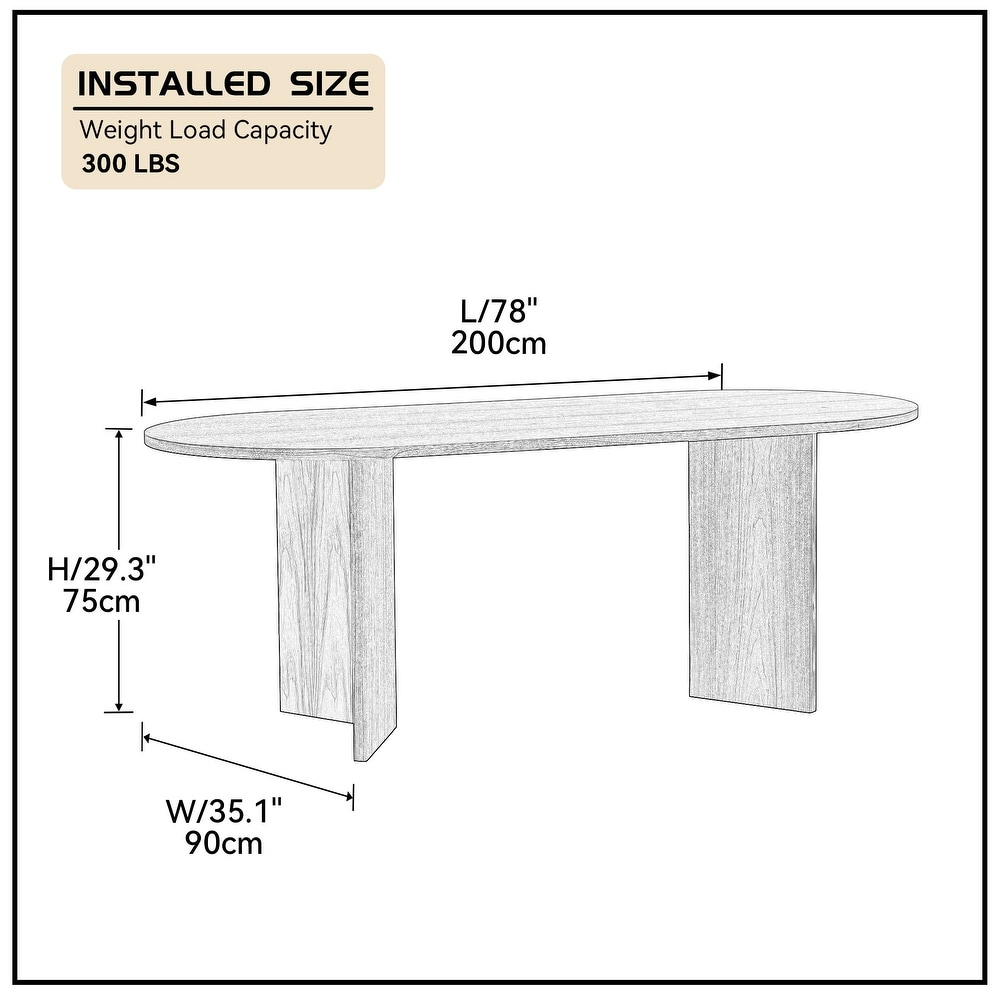 Oval 78in Walnut Kitchen Wood Dining Table for Dining Room