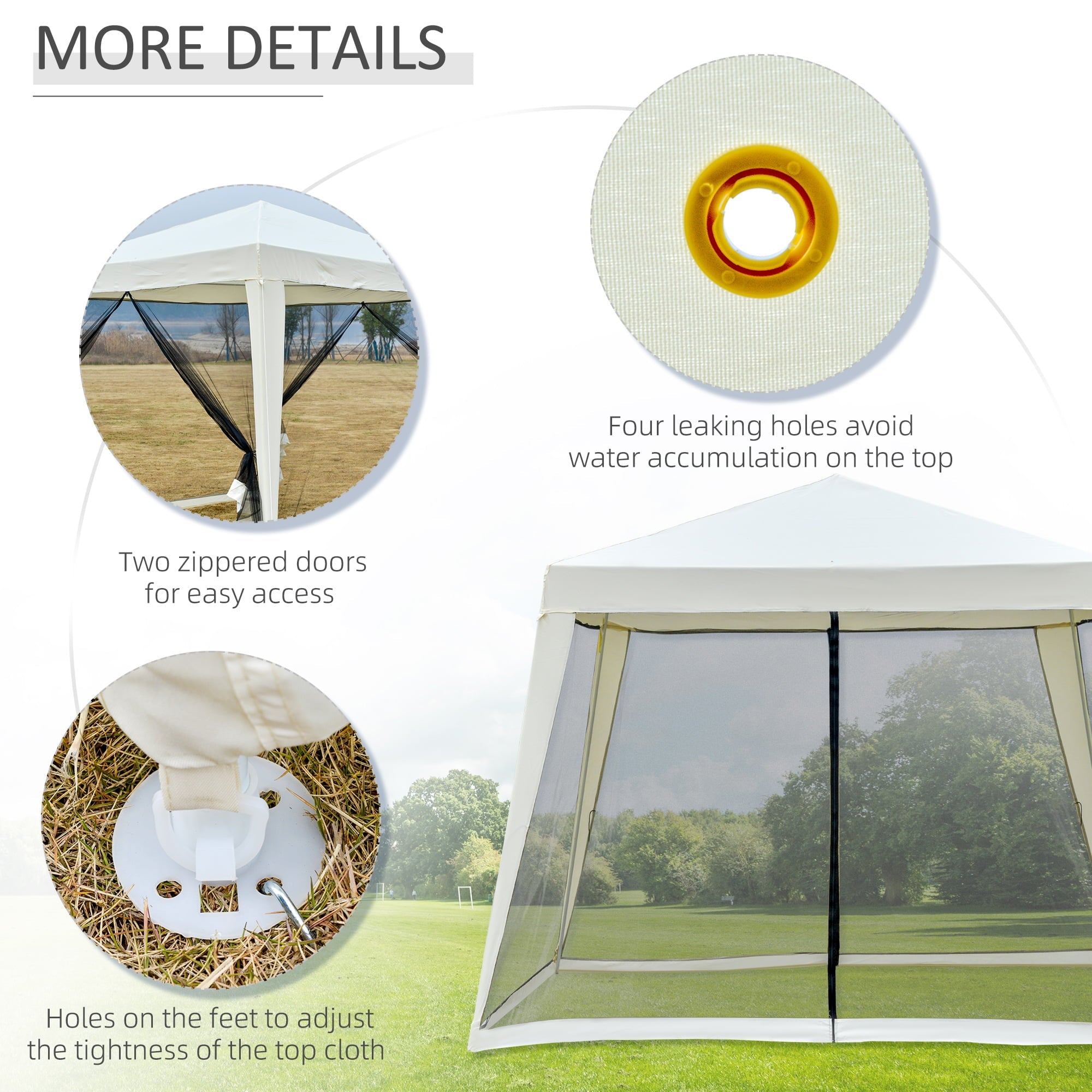 Outsunny Outdoor Sun Shade Gazebo Canopy Tent with Mesh Screen Walls Beige, Cabanas, 10 ft Width