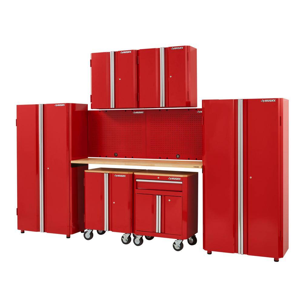 Husky 8-Piece Ready-to-Assemble Steel Garage Storage System in Red (133 in. W x 98 in. H x 24 in. D) G13310SR-US