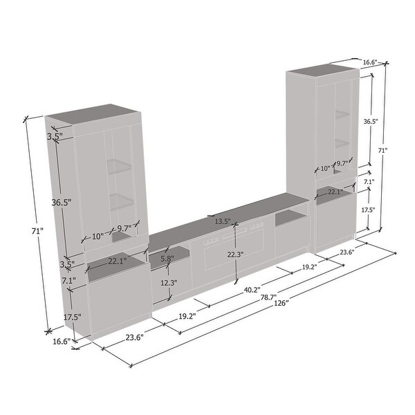 York 02 Electric Fireplace Wall Unit Entertainment Center