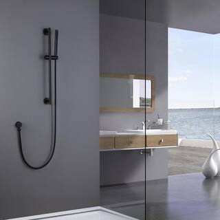 Fapully Wall Mount Handheld Shower Head with Adjustable Slide Bar in Matte Black HSJ-0011B