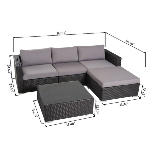 Santa Rosa Outdoor 5piece Wicker Seating Sectional Set with Cushions by Christopher Knight Home