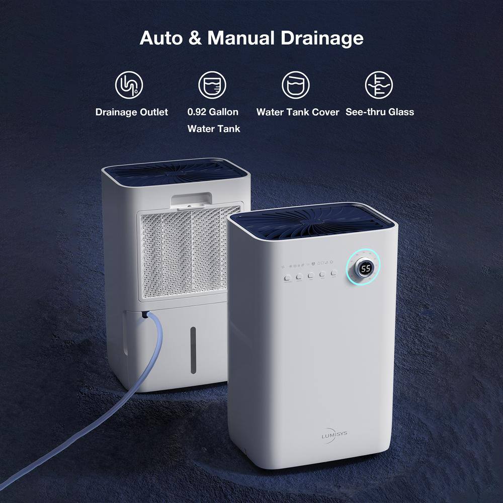 Xppliance 50 pt. 4500 sq. ft. Dehumidifier in White with Bucket Storage with Air Filter 3-Operation Modes ZJOLWBRY06