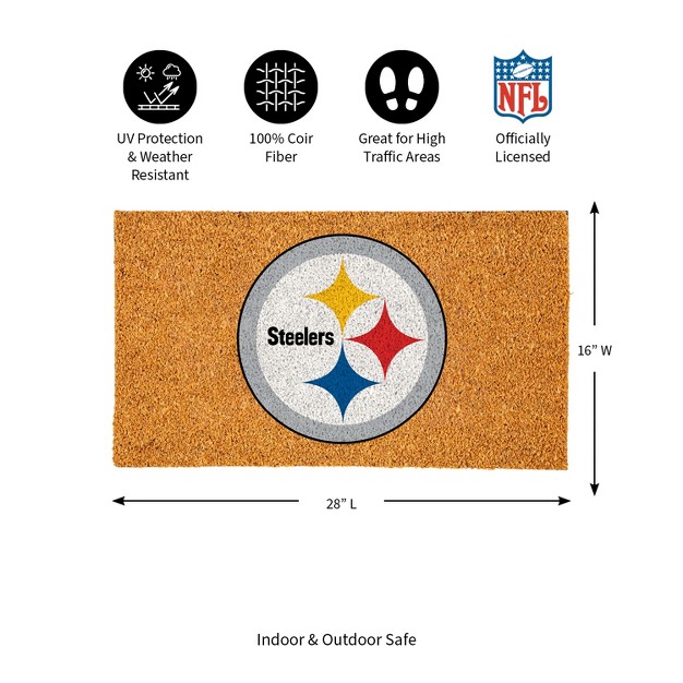 Evergreennflpittsburgh Steelers Logo Natural Coir 28 X 16 Inches Indoor Outdoor Doormat