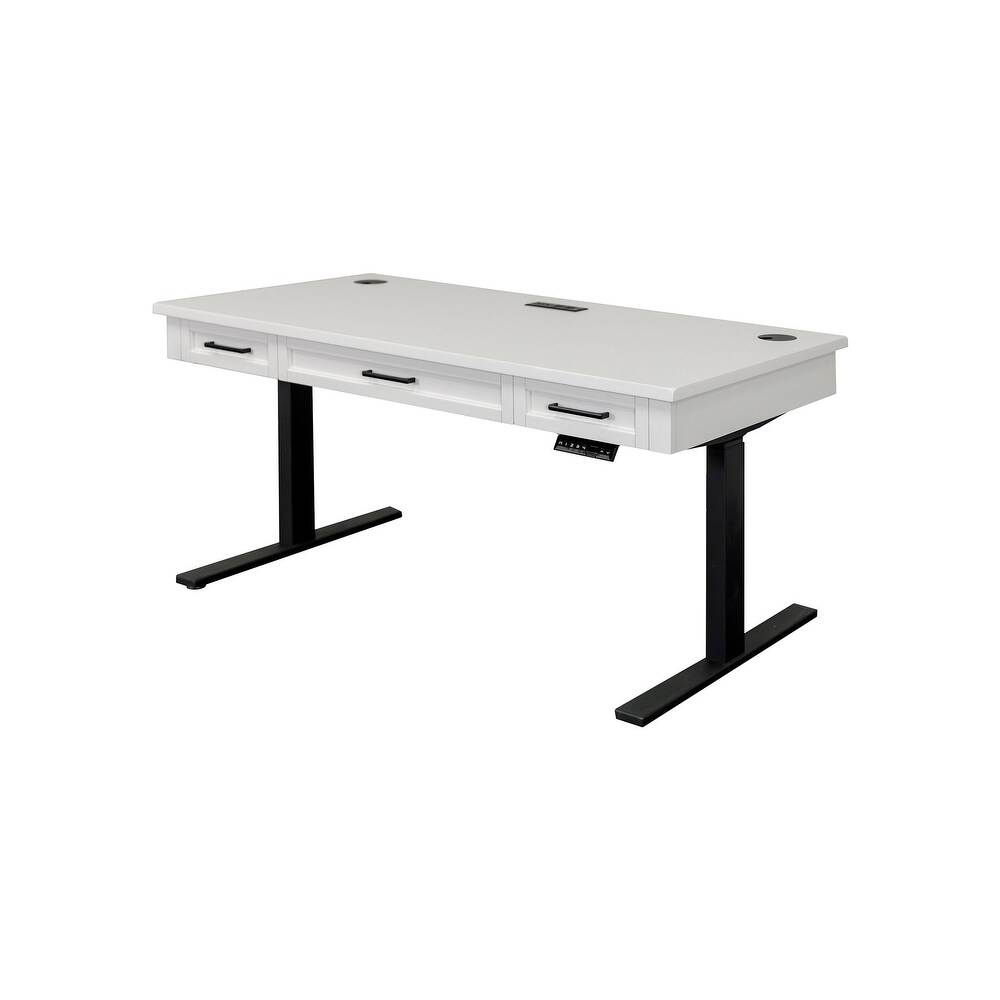 Modern Electric Sit/Stand Desk  Height Adustable Table  Wood Adjustable Office Desk  White