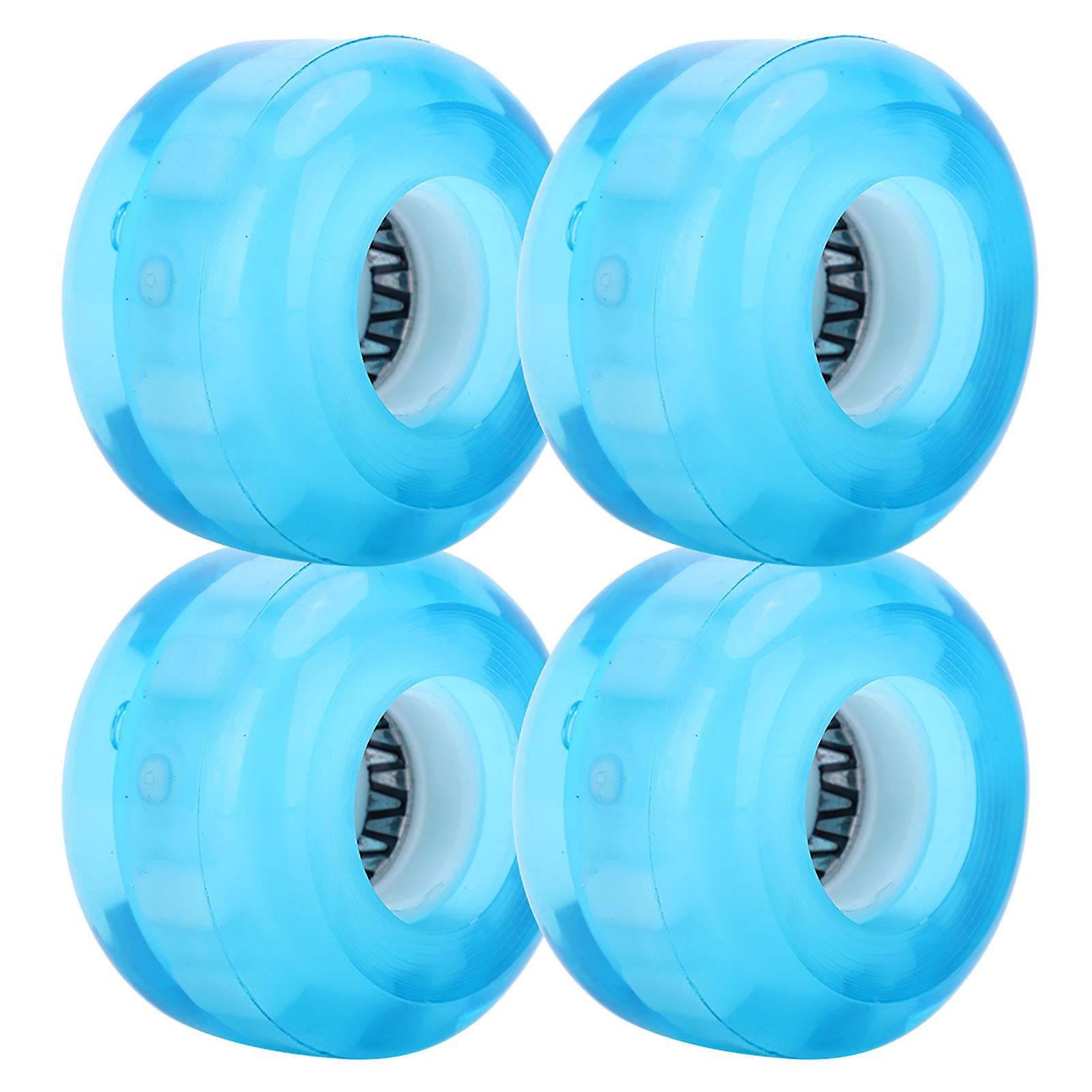 4pcs Set High Elastic Pu Skateboard Flashing Wheel 52mm Professional Antiskid No Noise(blue )