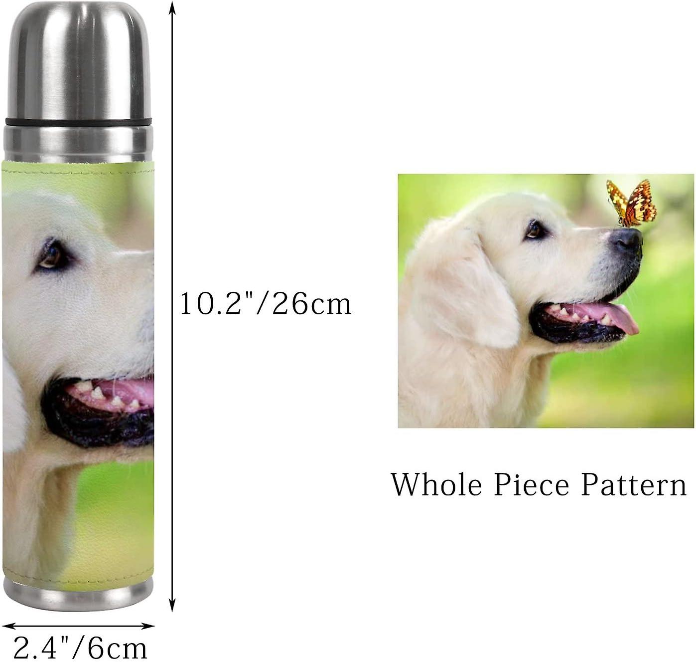 Insulated Mug Stainless Steel Water Bottle Golden Retriever Dog With Butterfly Vacuum Cup Travel Mug For Office