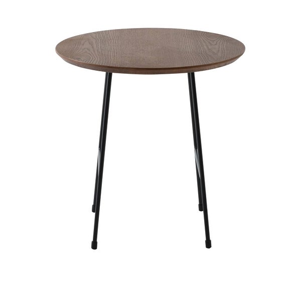 LeisureMod Rossmore Modern Round Side Table With Black Steel Frame - 19.7