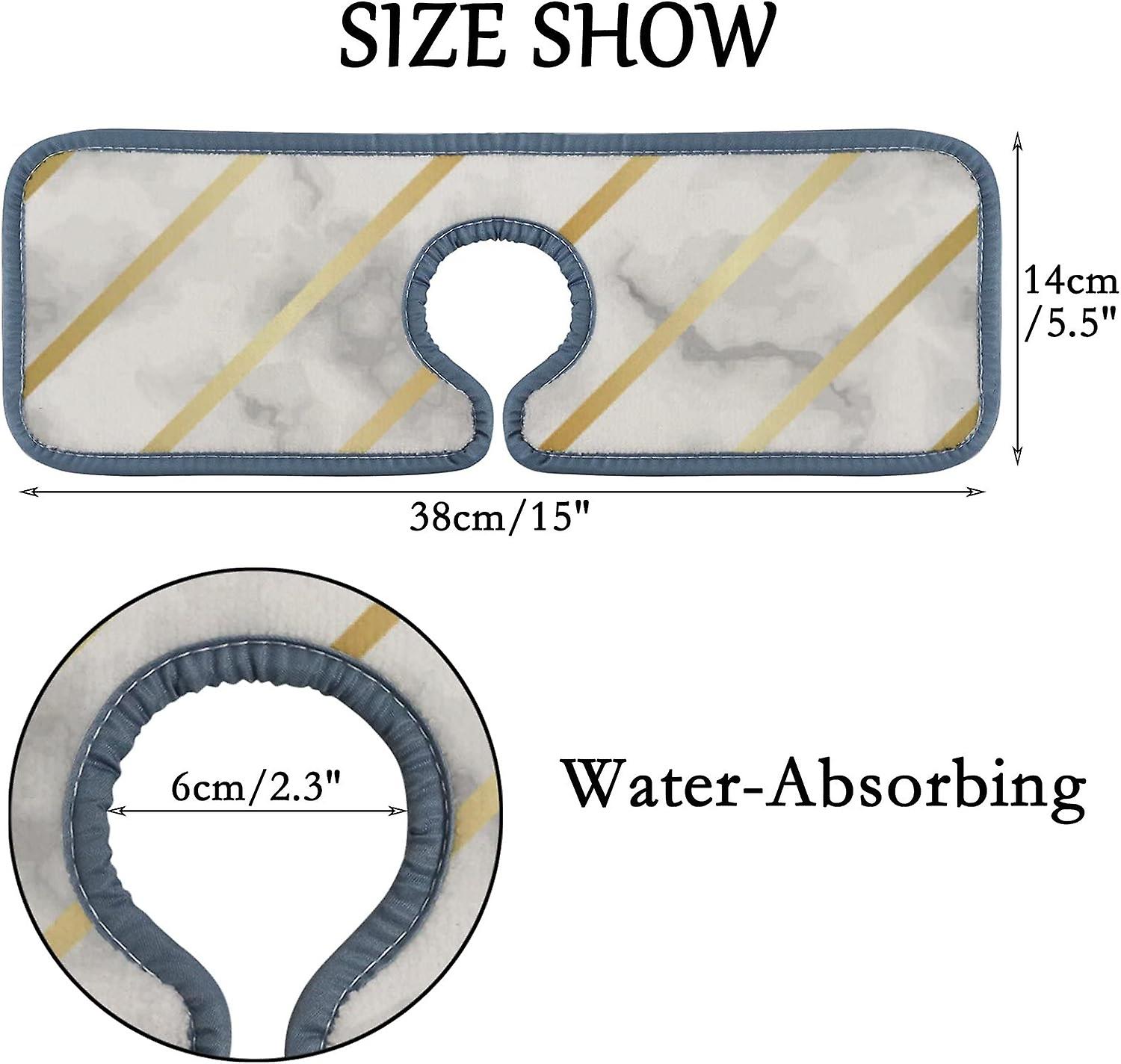 Faucet Absorbent Mat 2 Pcs Aqua Color Marble Texture Kitchen Faucet Splash Catcher Washable Counter Drying Pads