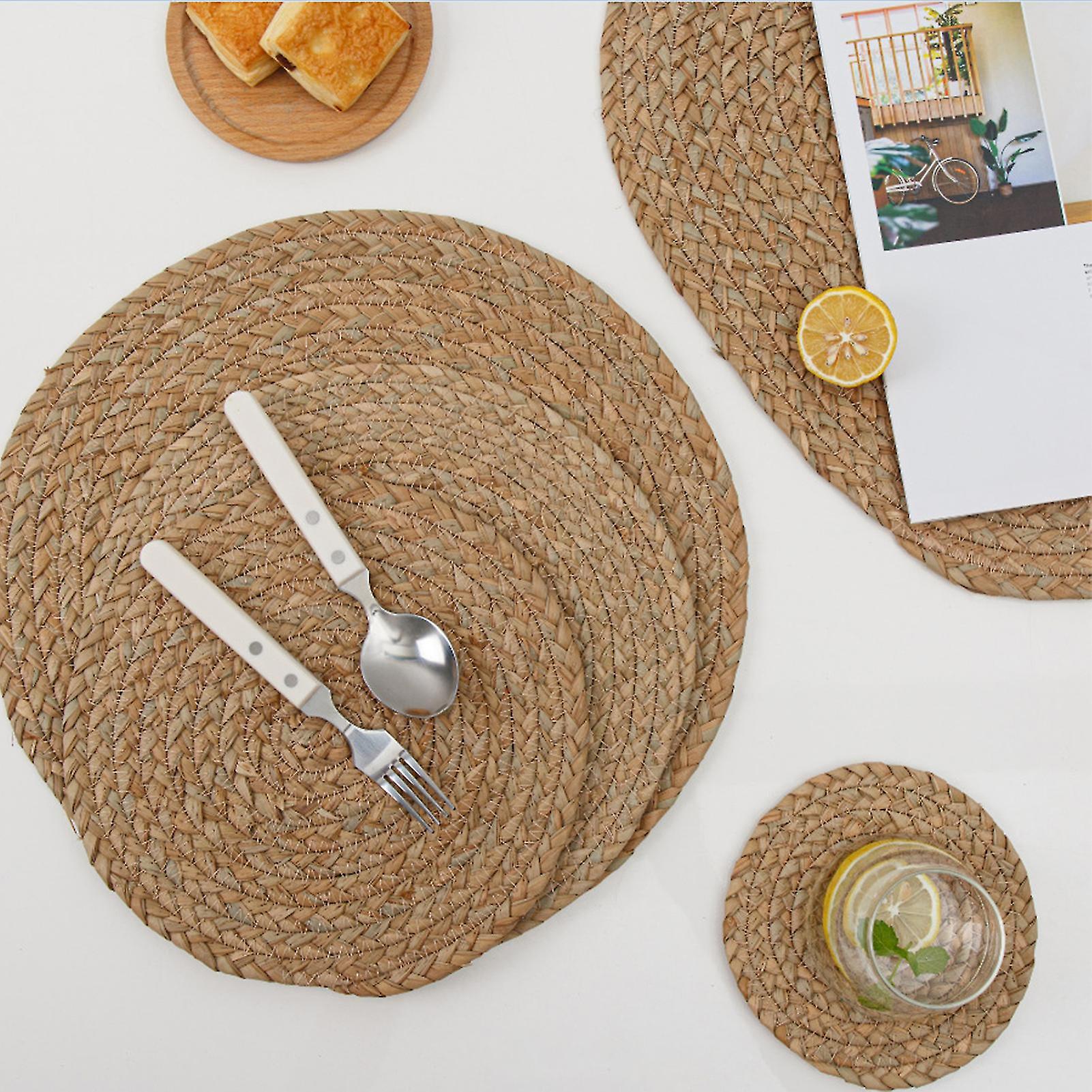 Miman Table Coaster Insulation Anti Slip Straw Lightweight Natural Table Coasters For Kitchen