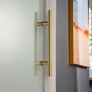 WOODBRIDGE Lowestoft 56 in. to 60 in. x 76 in. Frameless Sliding Shower Door with Shatter Retention Glass in Brushed Gold HSD3608