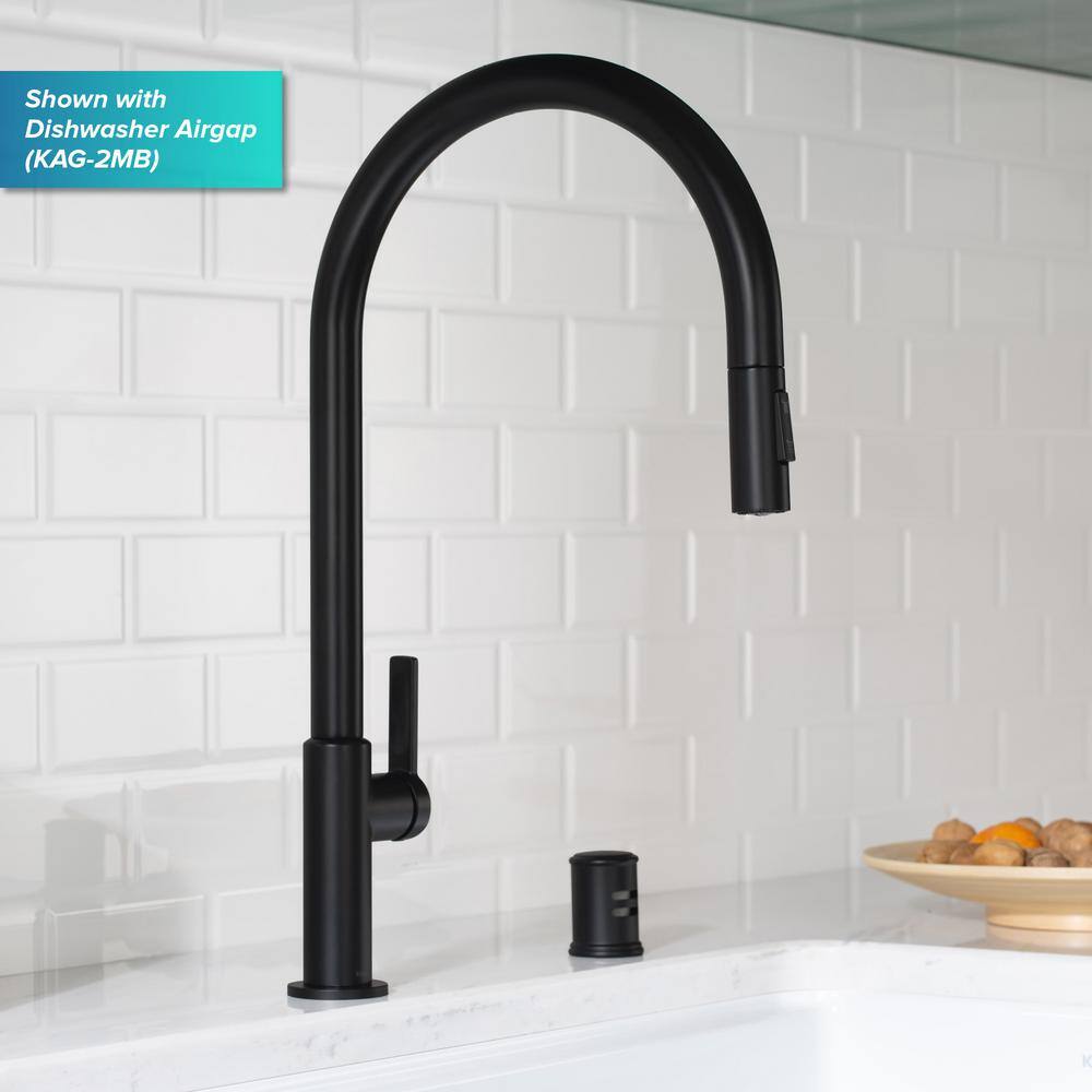 KRAUS Oletto High-Arc Single-Handle Pull-Down Sprayer Kitchen Faucet in Matte Black KPF-2821MB