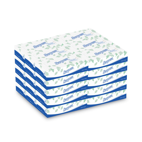 Surpass Facial Tissue for Business， 2-Ply， White， Flat Box， 100 Sheets/Box， 30 Boxes/Carton (21340)