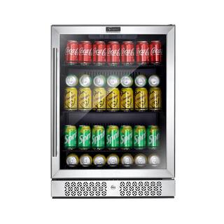 Empava 24 in. 5.2 cu. ft. Single Zone 140 of (12 oz.) Can Built-InFreestanding Beverage Cooler in Stainless Steel EMPV-BR02S