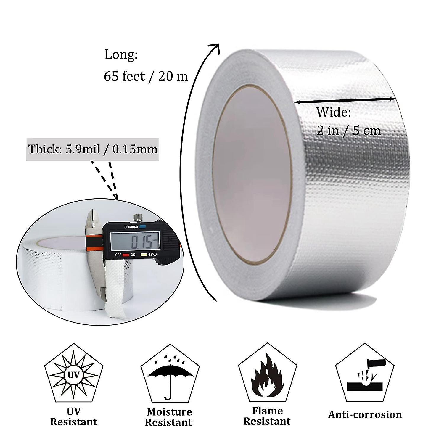 Glass Fiber Cloth Aluminum Foil Tape (5.9mil Thick)， High Temperature Insulation Adhesive Metal Duc