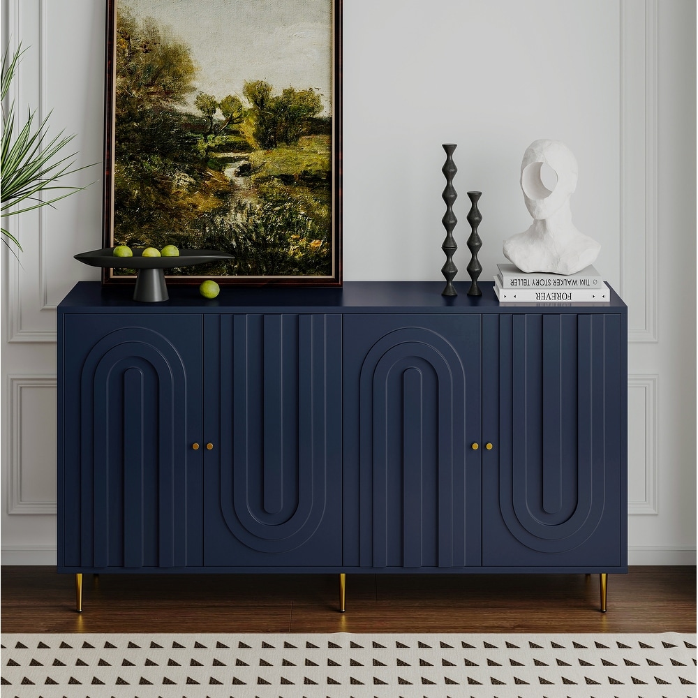 Lacquered 4 Door Wooden Cabinet Sideboard Buffet Server Cabinet