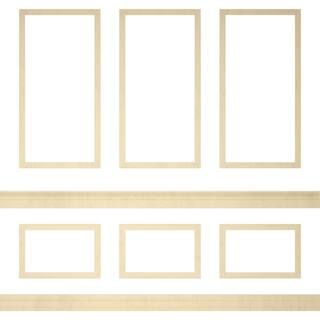 Ekena Millwork 94 12 in. (Adjustable 96 in. to 120 in.) 63 sq. ft. Polyurethane Ashford Square Panel Stacked Wall Wainscot Kit Primed WPKUST012P096