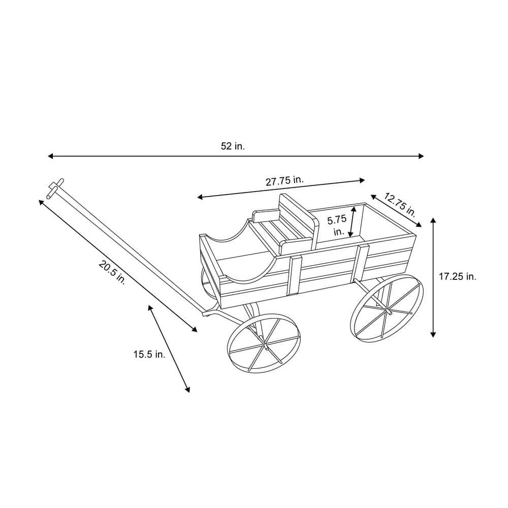 Shine Company 52 in. L Red Cedar Wood Buckboard Amish Wagon Decorative Garden Planter 4942R