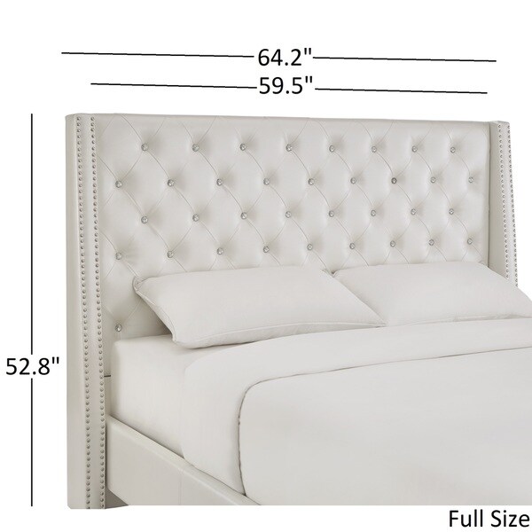 Aurora Faux Leather Crystal Tufted Wingback Headboard by iNSPIRE Q Bold - - 13371113