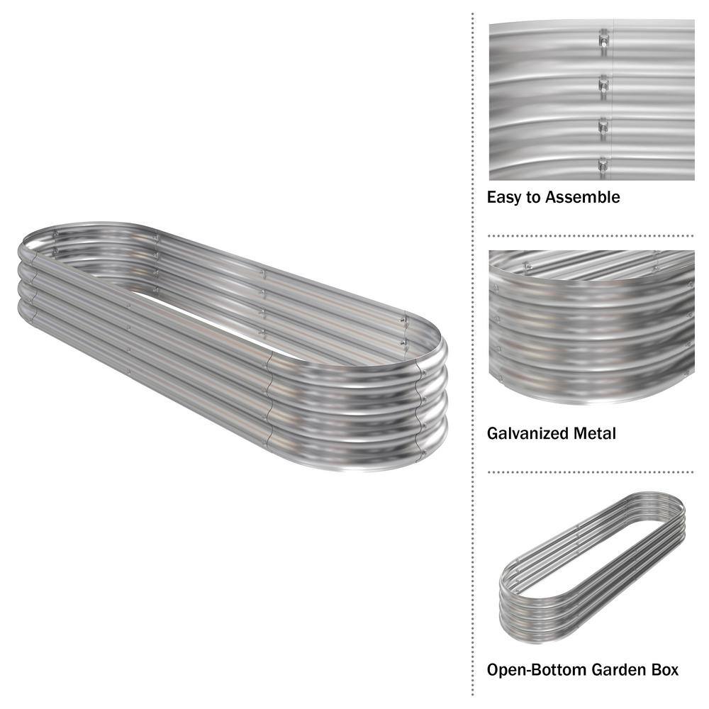 HOME-COMPLETE 82 in. x 35 in. Silver Galvanized Steel Rounded Raised Garden Bed 50-LG1325