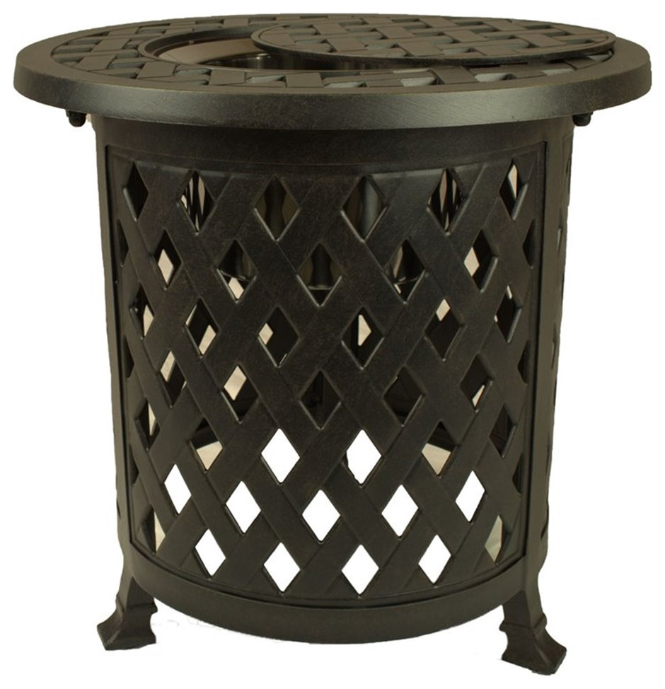 Home Square Metal Patio Accent Table with Ice Bucket in Black   Set of 2   Transitional   Outdoor Side Tables   by Homesquare  Houzz