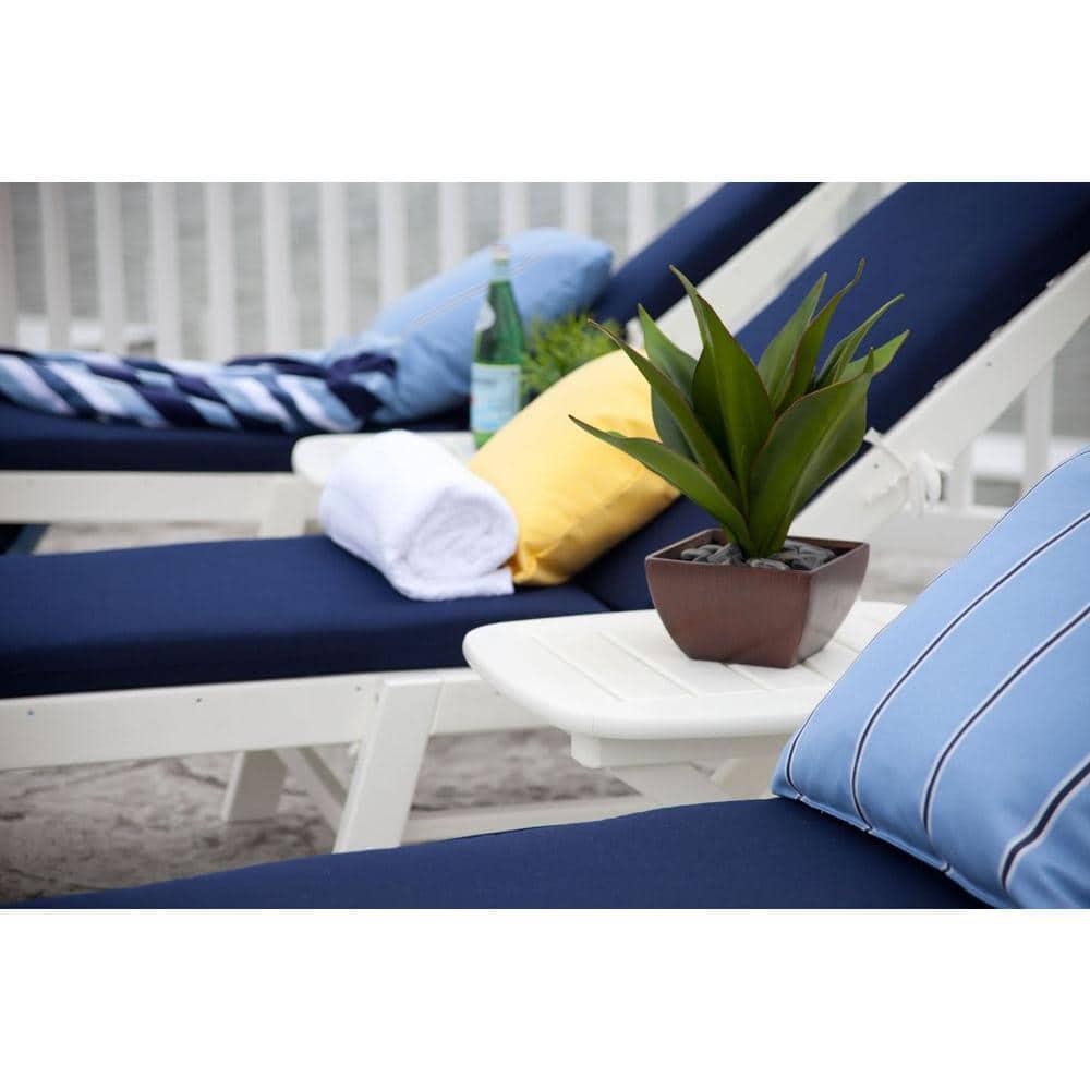 POLYWOOD Nautical Slate Grey Wheeled Armless Plastic Outdoor Patio Chaise Lounge