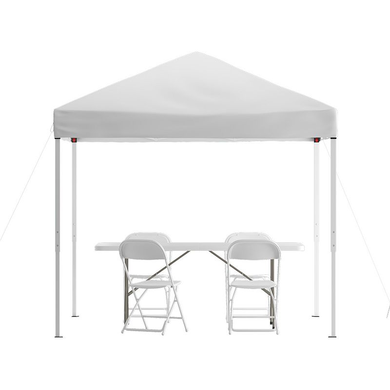 Flash Furniture Otis 8' x 8' Pop-Up Canopy Tent， 6' Folding Table， and 4 Folding Chairs Set