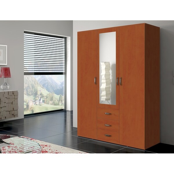 Cambridge Modern Wooden Wardrobe - Armoire with Drawers - Mahogany - 59