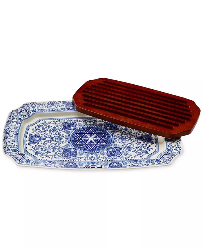 Spode Judaica Challah Tray with Wooden Insert