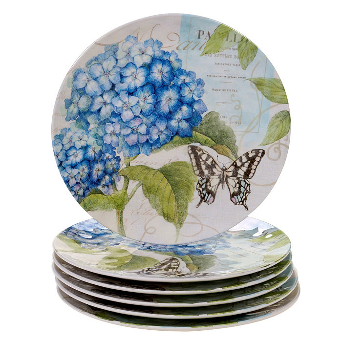 Certified International Hydrangea Garden Melamine 6-Pc. Dinner Plate Set