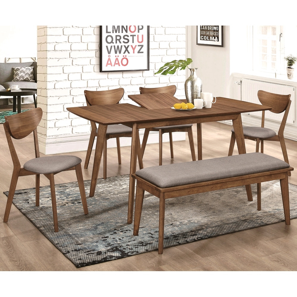 Peony Retro Modern Style Natural Walnut Dining Set