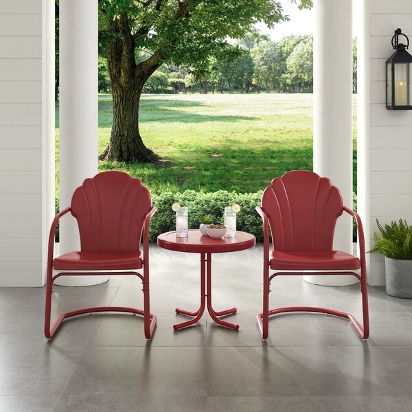 Crosley Tulip 3 Piece Outdoor Metal Armchair Set