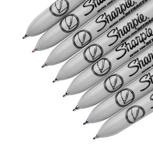 Sharpie Retractable Permanent Marker， Extra-Fine Needle Tip， Assorted Colors， 8/Set (1742025)