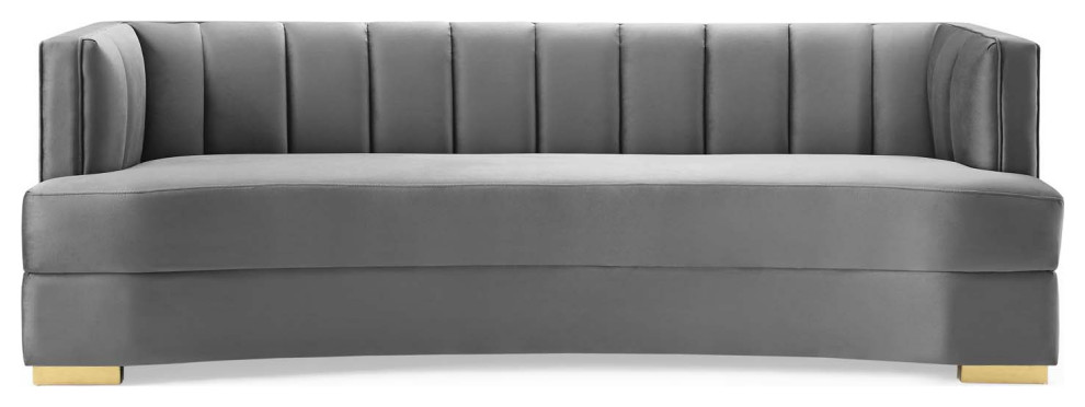 Encompass Channel Tufted Performance Velvet Curved Sofa   Contemporary   Sofas   by Morning Design Group  Inc  Houzz